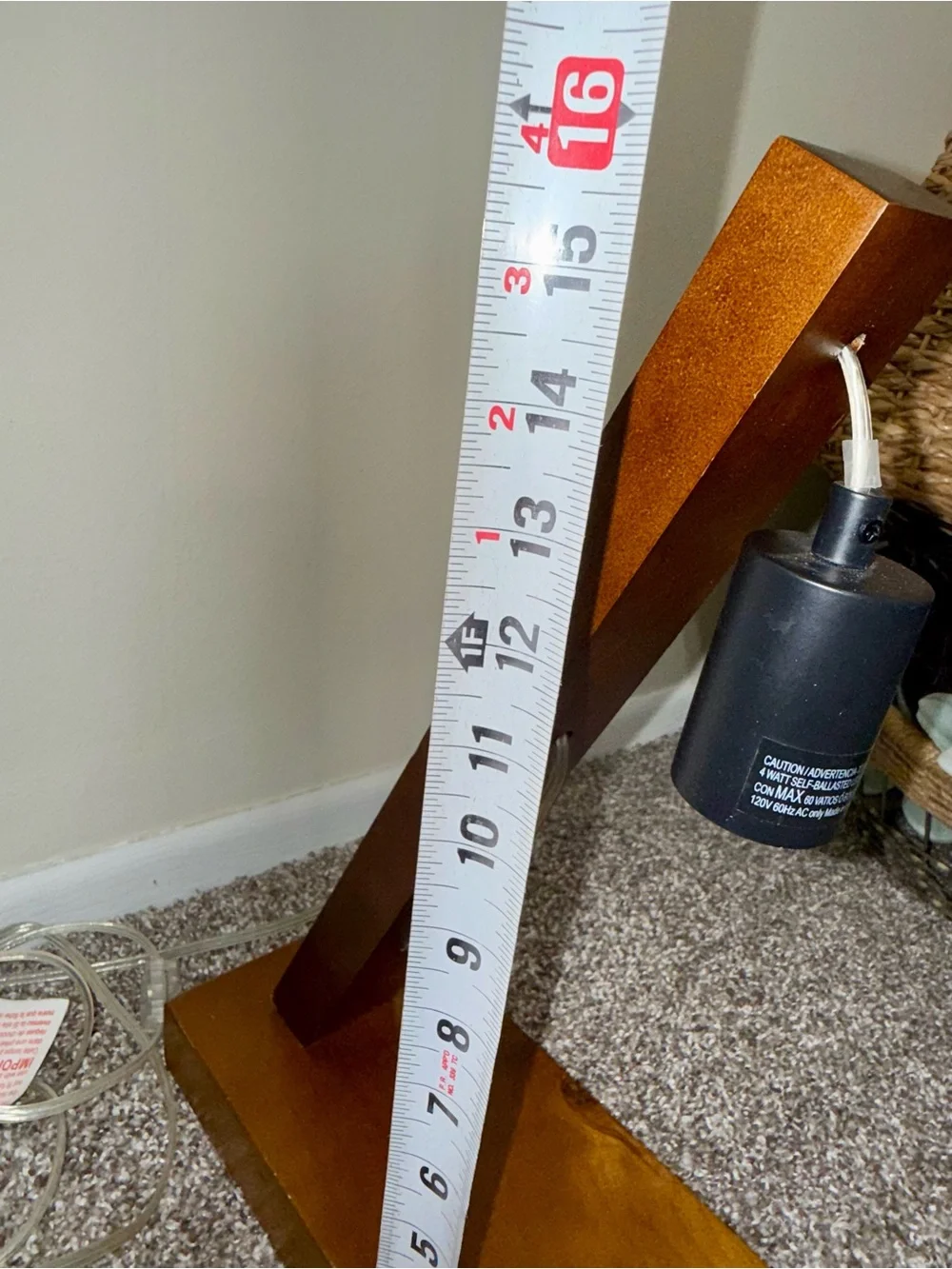 Modern wood hanging bulb table lamp